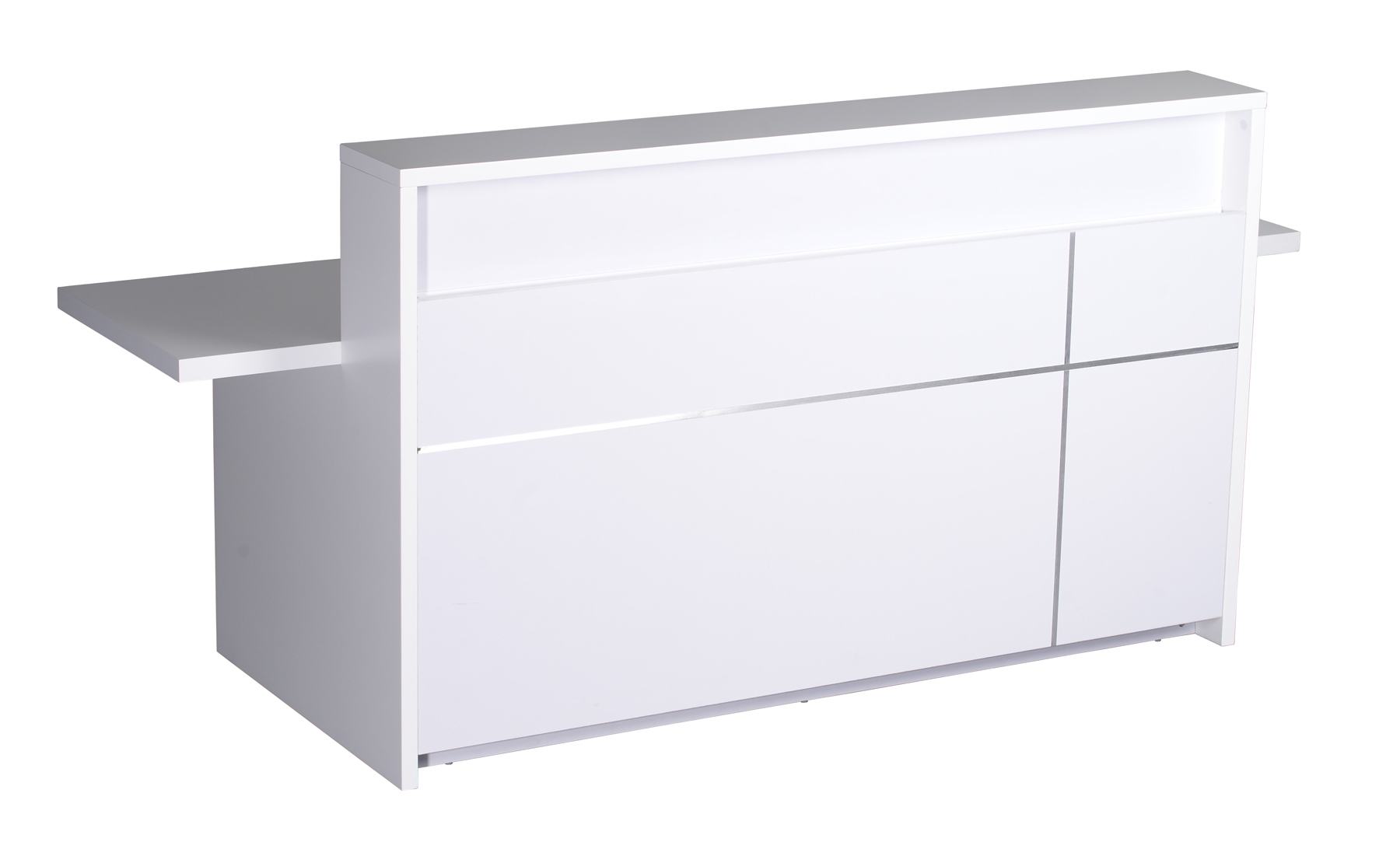 The 5-O Reception Counter - Gloss White 2400mm W x 848mm D x 1100mm H (RC5-O GW)