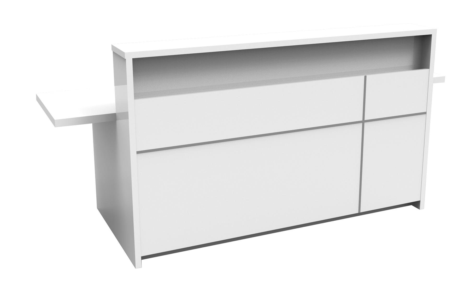 The 5-O Reception Counter - Gloss White 2400mm W x 848mm D x 1100mm H (RC5-O GW) - Image 6