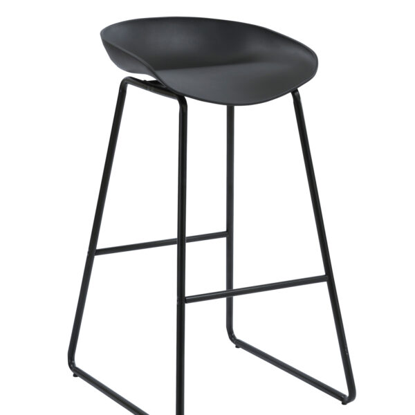 Black Powder-coated Frame Stool  with Polypropylene Shell Seat in Black or Grey – (ARIES STOOL)