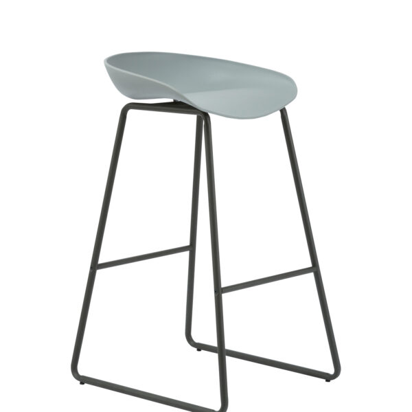 Black Powder-coated Frame Stool  with Polypropylene Shell Seat in Black or Grey – (ARIES STOOL)
