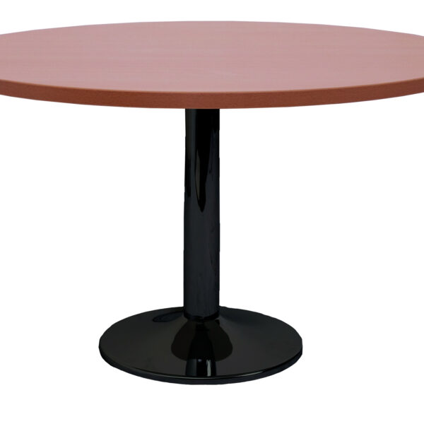 Black P/C Disc Base Table With 1200mm Dia Cherry Table Top