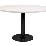 Black P/C Disc Base Table With 1200mm Dia Warm White Table Top