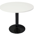 Black P/C Disc Base Table With 900mm Dia Warm White Table Top