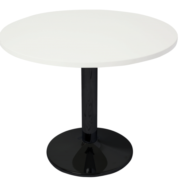 Black P/C Disc Base Table With 900mm Dia Beech Table Top