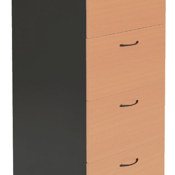 4 Drawer Filing Cabinet – 465mm W x 600mm D x 1300mm H – (C4FC B/I)