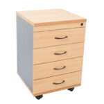 Rapid Worker 4 Drawer Mobile Pedestal - 465mm W x 447mm D x 690mm H - (CMP4D)