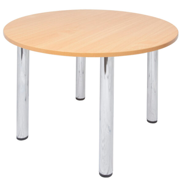 4 Leg Round Table 900mm Dia x 730mm H Choice Of Chrome , Black Or White P/C 60mm Diameter Round Legs (CRT9 B)