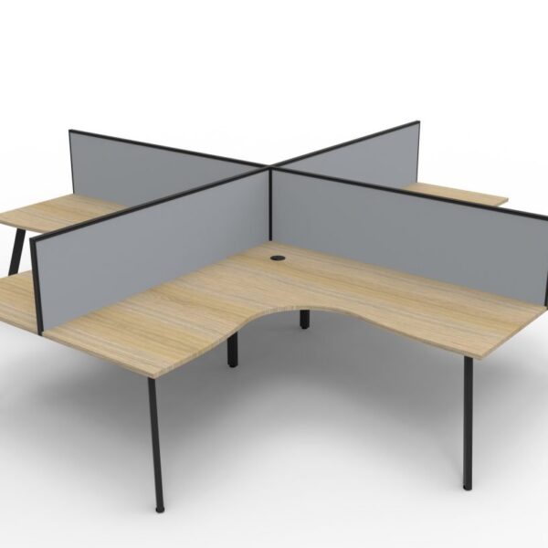 Eternity 4 Person Corner Workstation POD With Screens1800mm x 1800mm x 750mm D x 730mm H (D-ELCWS4P1818)