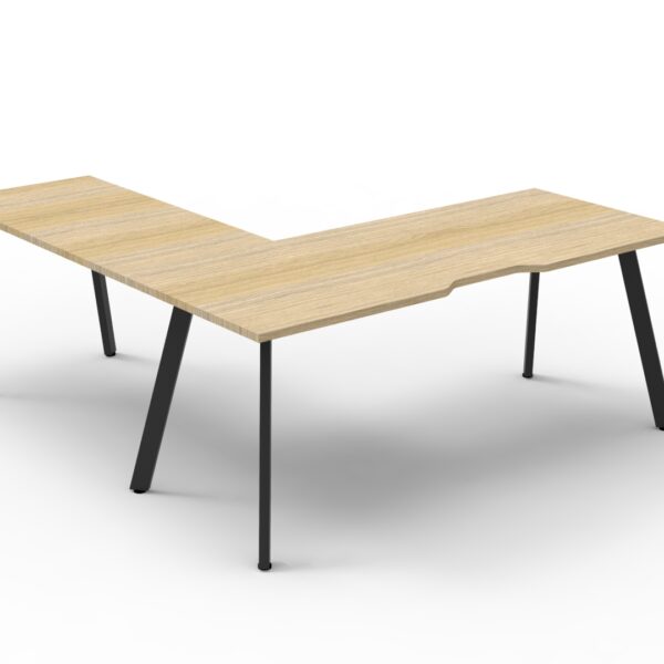 Deluxe Eternity Splayed Leg Desk & Return – 2 Piece Table Top Workstation (D-ELDR18185)