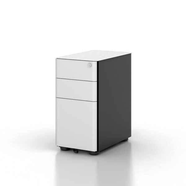 Eternity Slimline Mobile Pedestal – 300mm W x 535mm D x 580mm H  – White and Black (EMP3 WB)