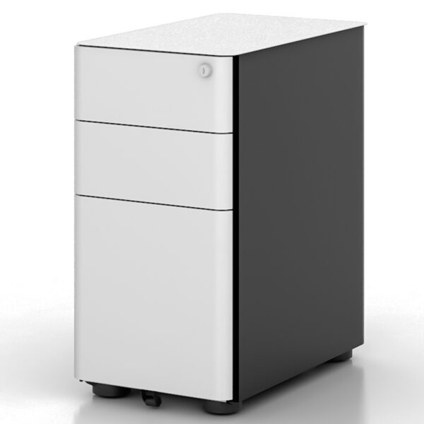 Eternity Slimline Mobile Pedestal – 300mm W x 535mm D x 580mm H  – White and Black (EMP3 WB)