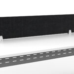 "Eco Panel Desk Mounted Screen | ** No Clamps Included ** 740mm W X 384mm H X 27mm T  Polyester Fibre Panel with Pinnable Surface | Radial Corners Available in Black or Marble Grey" (EPS750)