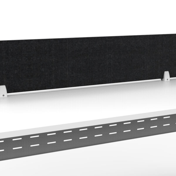 “Eco Panel Desk Mounted Screen | ** No Clamps Included ** 1190mm W X 384mm H X 27mm T  Polyester Fibre Panel with Pinnable Surface | Radial Corners Available in Black or Marble Grey” (EPS1200)