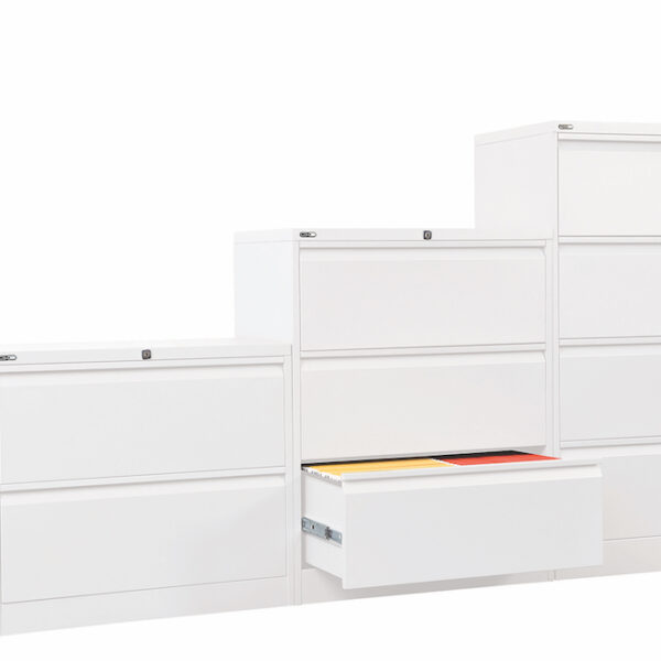 GO Heavy Duty 4 Drawer Lateral Filing Cabinet – 1321mm H x 900mm W x 473mm D (GLF4)
