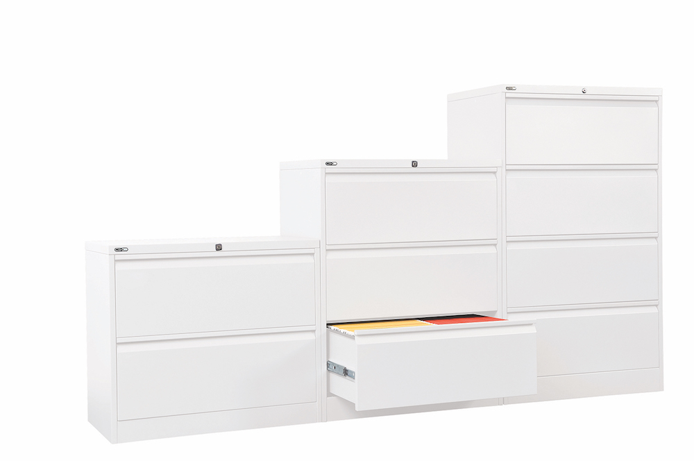 GO Heavy Duty 4 Drawer Lateral Filing Cabinet – 1321mm H x 900mm W x 473mm D (GLF4)