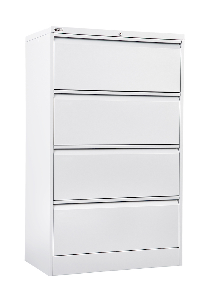 GO Heavy Duty 4 Drawer Lateral Filing Cabinet – 1321mm H x 900mm W x 473mm D (GLF4)