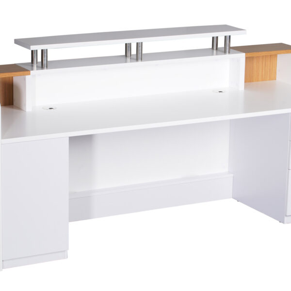 Marquee Reception Counter – Gloss White / Zebra 2400mm W x 855mm D x 1150mm H (MRC GW/ZB)