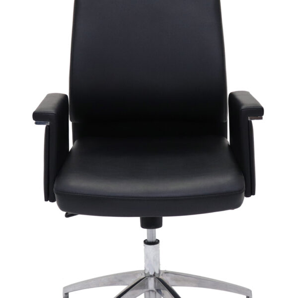 Pelle High Back Executive ChairBlack PU Leather – Chrome 5 Star Spider Base