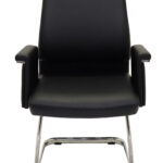Pelle Medium Back Executive Visitor ChairBlack PU Leather - Chrome Cantilever Base