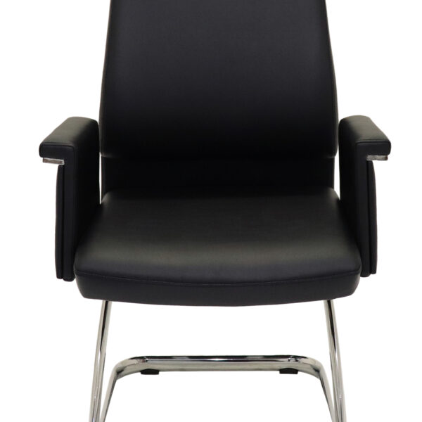 Pelle Medium Back Executive Visitor ChairBlack PU Leather – Chrome Cantilever Base