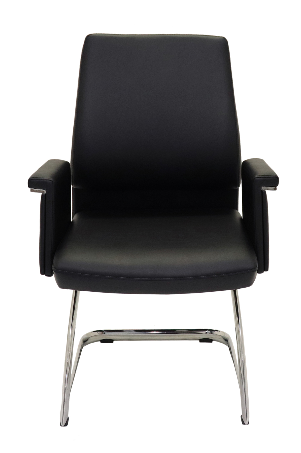 Pelle Medium Back Executive Visitor ChairBlack PU Leather - Chrome Cantilever Base