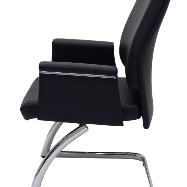 Pelle Medium Back Executive Visitor ChairBlack PU Leather – Chrome Cantilever Base