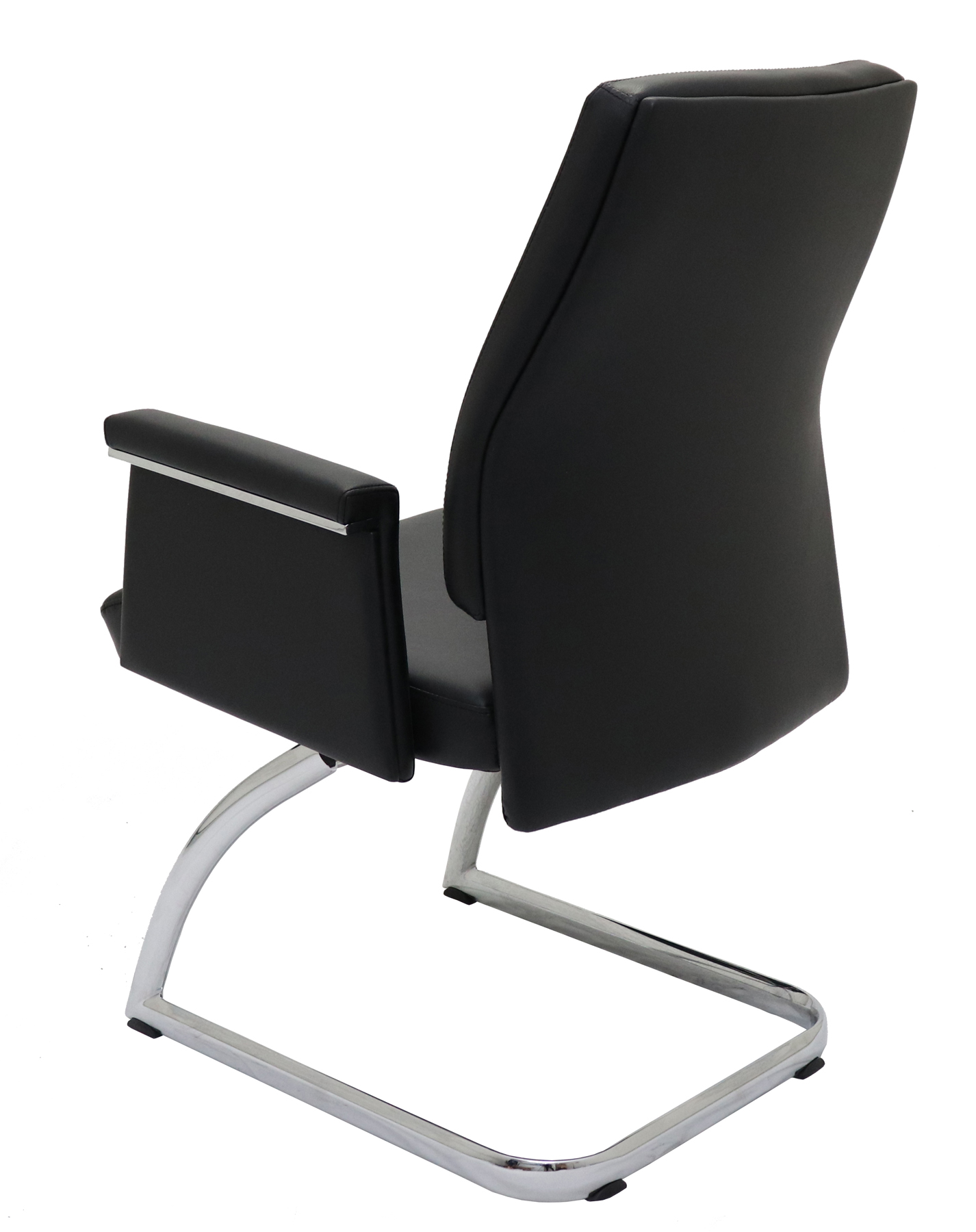 Pelle Medium Back Executive Visitor ChairBlack PU Leather - Chrome Cantilever Base - Image 3