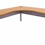 CLEG Corner Workstation 1800mm x 1800mm x 700mm D x 730mm H Dual Post Leg In Silver P/C - Matching Perforated Modesty Panels E0 Rated Melamine Board - 1 x 80mm Dia. Cable Entry Hole - Beech (RCLCWS18187M B)