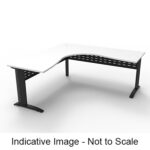 Rapid Span Corner Workstation 1800mm x 1200mm x 700mm D x 730mm H Unique Span Leg - Matching Perforated Modesty Panel With Corner Leg E0 Rated Melamine Board - 1 x 80mm Dia Cable Entry Hole - White  (Black) (RSCWS18127M BW)