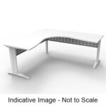 Rapid Span Corner Workstation 1800mm x 1200mm x 700mm D x 730mm H Unique Span Leg - Matching Perforated Modesty Panel With Corner Leg E0 Rated Melamine Board - 1 x 80mm Dia Cable Entry Hole - White  (White Satin) (RSCWS18127M WW)
