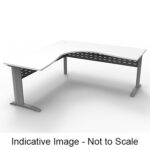 Rapid Span Corner Workstation 1800mm x 1500mm x 700mm D x 730mm H Unique Span Leg - Matching Perforated Modesty Panel With Corner Leg E0 Rated Melamine Board - 1 x 80mm Dia Cable Entry Hole - White  (Brushed Silver) (RSCWS18157 SW)