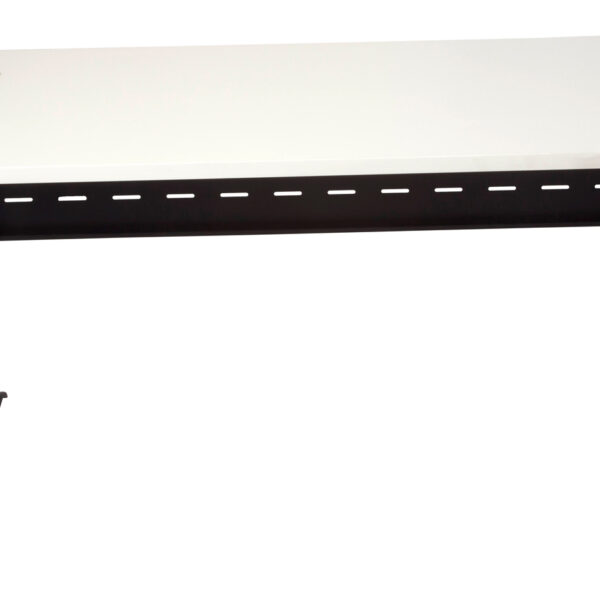 Rapid Span Open Workstation 1200mm W x 700mm D x 730mm H Unique Span Leg – Matching Perforated Modesty Panel E0 Rated Melamine Board – 2 x 80mm Dia Cable Entry Holes – White  (Black) (RSD1277M BW)
