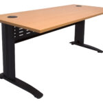 Rapid Span Open Workstation 1800mm W x 700mm D x 730mm H Unique Span Leg - Matching Perforated Modesty Panel E0 Rated Melamine Board - 2 x 80mm Dia Cable Entry Holes - Beech (Black) (RSD1877M BB)