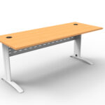Rapid Span Open Workstation 1500mm W x 700mm D x 730mm H Unique Span Leg - Matching Perforated Modesty Panel E0 Rated Melamine Board - 2 x 80mm Dia Cable Entry Holes - Beech  (White Satin) (RSD1577M WB)