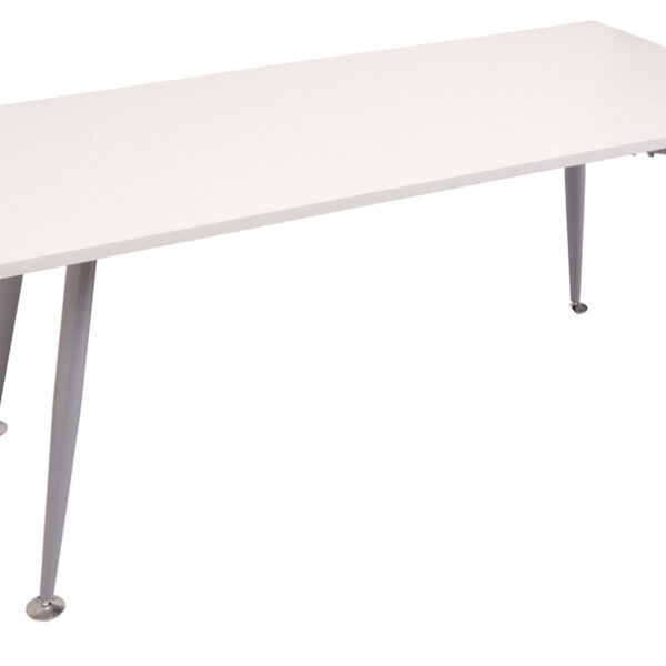 Rapid Span Meeting Table 1800mm W x 750mm D x 705mm H Silver P/C Frame With Chrome Foot – Adj. Levelling Feet E0 Rated Melamine Board – White (RST1875 W)