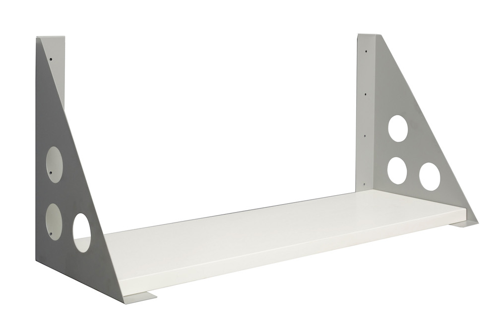Pair Of Shelf Brackets ONLY To Suit Rapid Screen - Suits 300mm D Melamine Shelf Perforated Steel Design - Precious Silver (SCSHELF BRACKET)