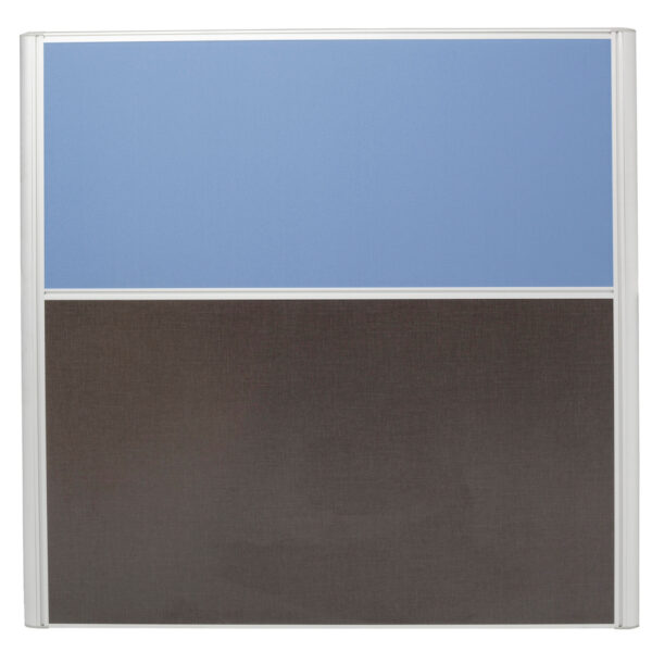 Rapid  Screen 1200mm W x 1650mm H x 30mm T Pinable Surface – Mid Rail For Work Top Hanging Top & 3/4 Rail For Accessory Hanging – Anodised Silver Frame – Light Blue(SC1216 BE)