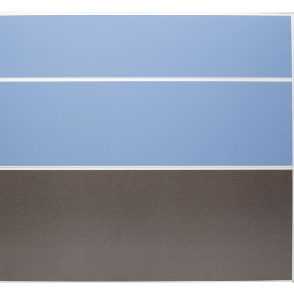 Rapid  Screen 1500mm W x 1650mm H x 30mm T Pinable Surface – Mid Rail For Work Top Hanging Top & 3/4 Rail For Accessory Hanging – Anodised Silver Frame – Light Blue (SC1516 BE)