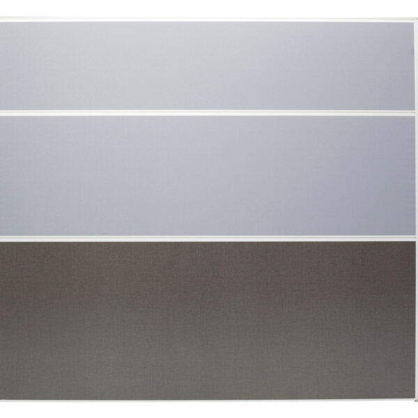 Rapid  Screen 1200mm W x 1650mm H x 30mm T Pinable Surface – Mid Rail For Work Top Hanging Top & 3/4 Rail For Accessory Hanging – Anodised Silver Frame – Grey(SC1216 GR)