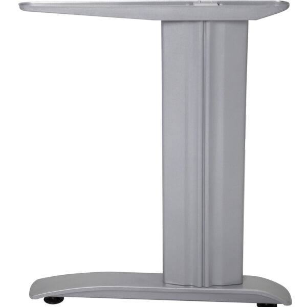 Span Workstation Leg Set ( 1 x LHS + 1 x RHS Leg Per Box) 560mm D x 705mm H x 60mm W Unique Design – Steel Construction – Cable Ducting Ability Within Leg – Brushed Silver (SPLEG BS)