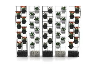 Rapid Bloom Vertical Garden – White 1940mm H x 390mm W x 210mm D Each Vertical Garden Includes 8 x 150mm Dia. White Pots (SRBVG WH)