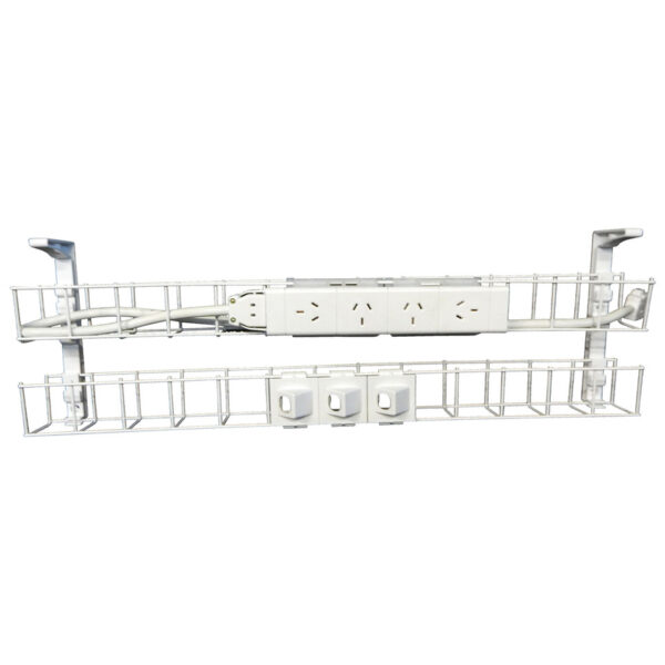 DUAL TIER CABLE BASKET KIT – 1550mm W, Quad Auto Switched Power Module,  3 x Data Tiles (SWBK15504G3D)