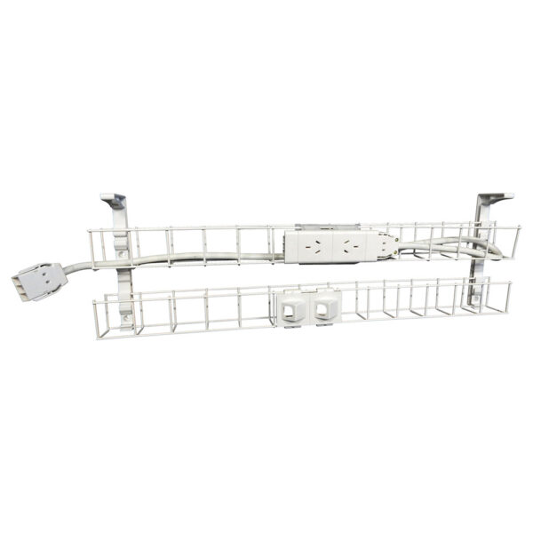 DUAL TIER CABLE BASKET KIT – 1550mm W, Dual Auto Switched Power Module,  2 x Data Tiles (SWBK15502G2D)