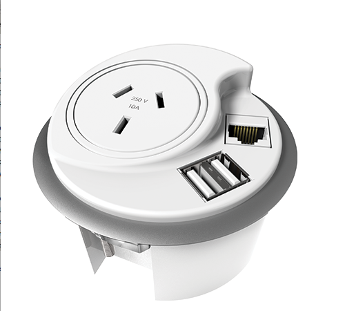 Hot Desking Power Module 1 GPO + 2 USB Charging + 1 Data Provision 500mm Lead  (SWHDP)