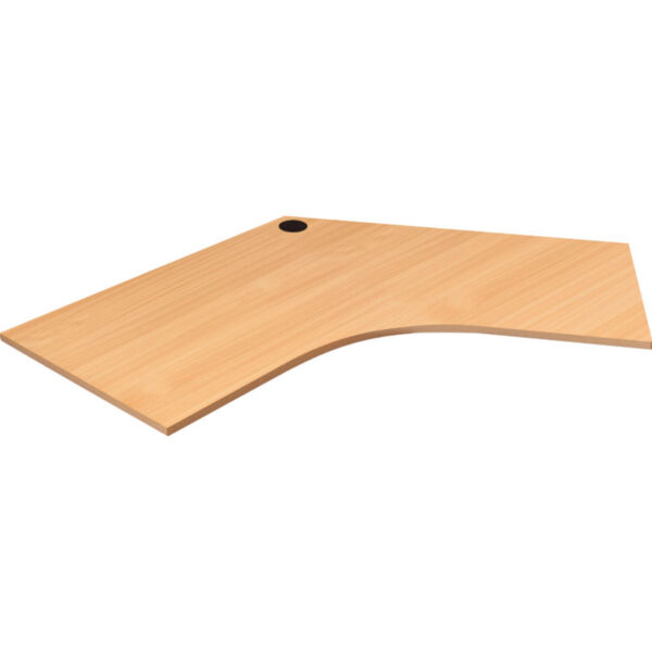 120. Deg Workstation Table Top Only 2078mm Overall Width x 1206mm Overall Depth x 25mm T E0 Rated Melamine Board – Matching Rigid Edging – 1 x 80mm Dia. Cable Entry Hole – Beech (T1212-12-7 B)