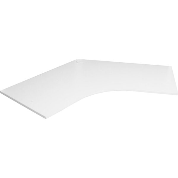 120. Deg Workstation Table Top Only 2078mm Overall Width x 1206mm Overall Depth x 25mm T E0 Rated Melamine Board – Matching Rigid Edging – 1 x 80mm Dia. Cable Entry Hole – White (T1212-12-7 W)