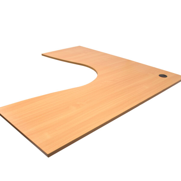 Corner Workstation Table Top Only 1500mm x 1500mm x 700mm D x 25mm T E0 Rated Melamine Board – Matching Rigid Edging – 1 x 80mm Dia. Cable Entry Hole – Beech (T1515 B)