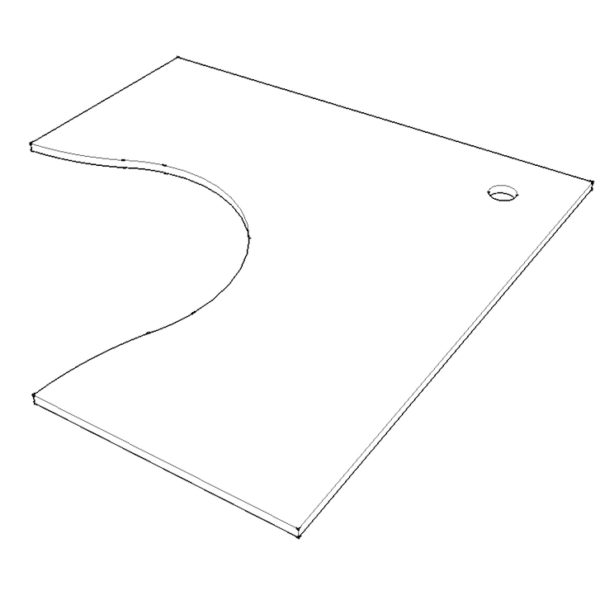 Corner Workstation Table Top Only 1500mm x 1500mm x 700mm D x 25mm T E0 Rated Melamine Board – Matching Rigid Edging – 1 x 80mm Dia. Cable Entry Hole – White (T1515 W)