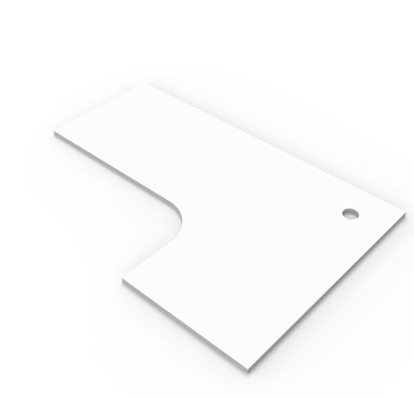 Corner Workstation Table Top Only 1800mm x 1200mm x 700mm D x 25mm T E0 Rated Melamine Board – Matching Rigid Edging – 1 x 80mm Dia. Cable Entry Hole  – White (T1812 W)