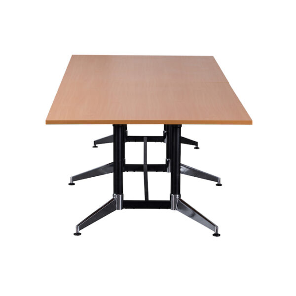 Typhoon Boardroom Table – Dual Post – 2 Piece Top – Double Stage 3200mm W x 1200mm D x 750mm H Black P/C Frame With Chrome Foot – Adj. Levelling Feet E0 Rated Melamine Board – 2.0mm Steel Used Throughout Frame (TTR3212)